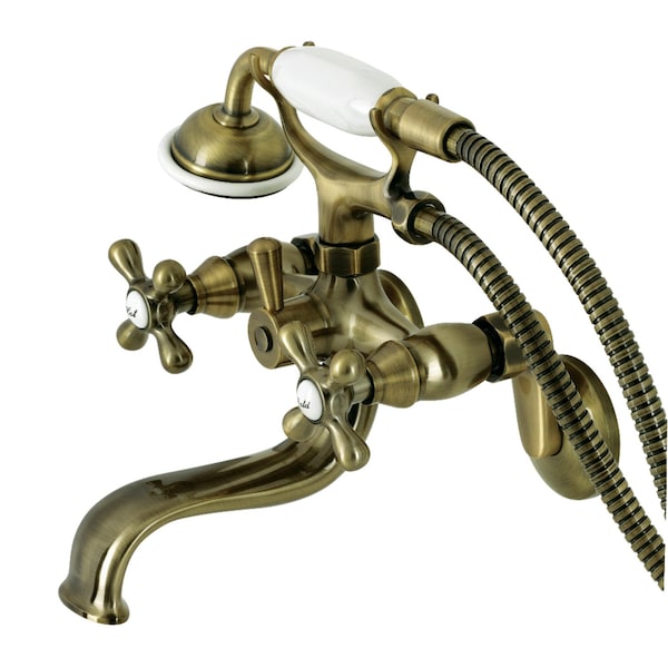 Kingston Brass KS226AB Wall Mount Tub Faucet with Hand Shower, Antique Brass KS226AB - main